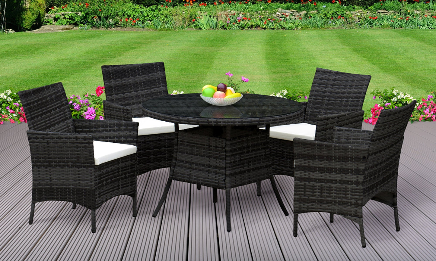 Four Seater Round Table Rattan Dining Set