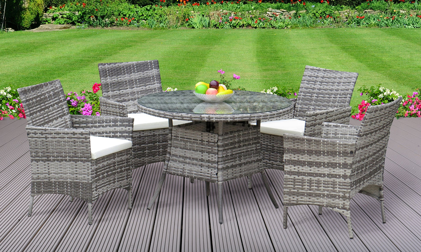 Four Seater Round Table Rattan Dining Set