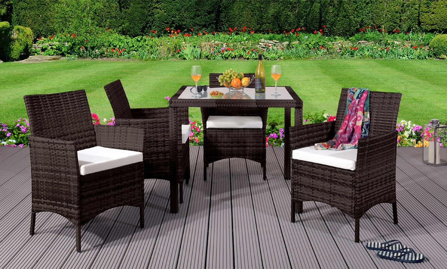 Four Seater Square Table Rattan Dining Set