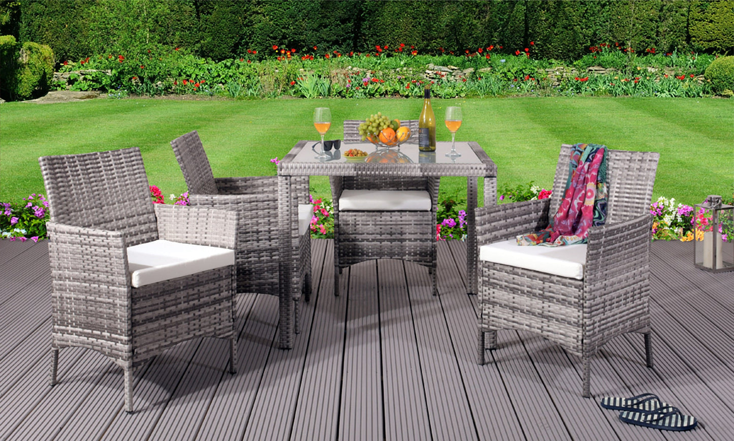 Four Seater Square Table Rattan Dining Set