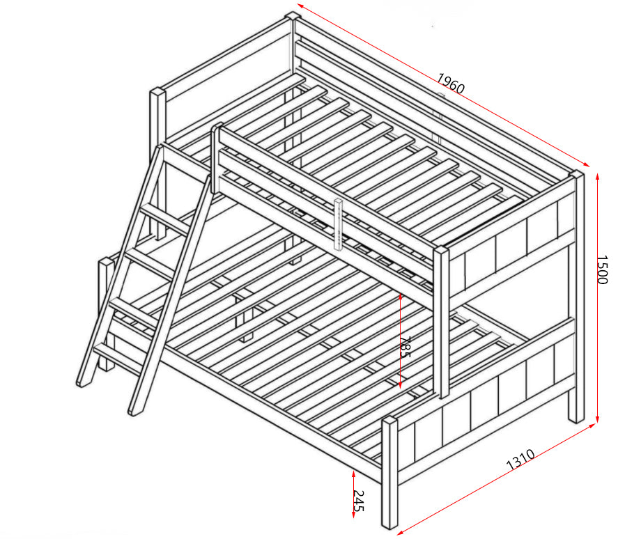 Endora Triple Wooden Bunk Bed