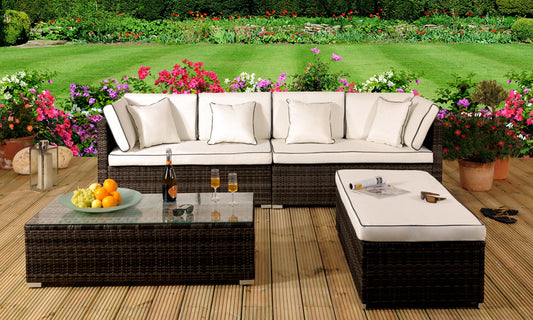 4 Piece Rattan Lounge Set with or without Protective Cover