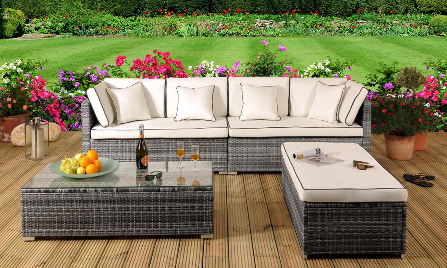 4 Piece Rattan Lounge Set with or without Protective Cover