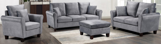 Tivella Brushed Velvet Sofa 3 Seater 2 Seater Chair Footstool Grey Brown or Mink