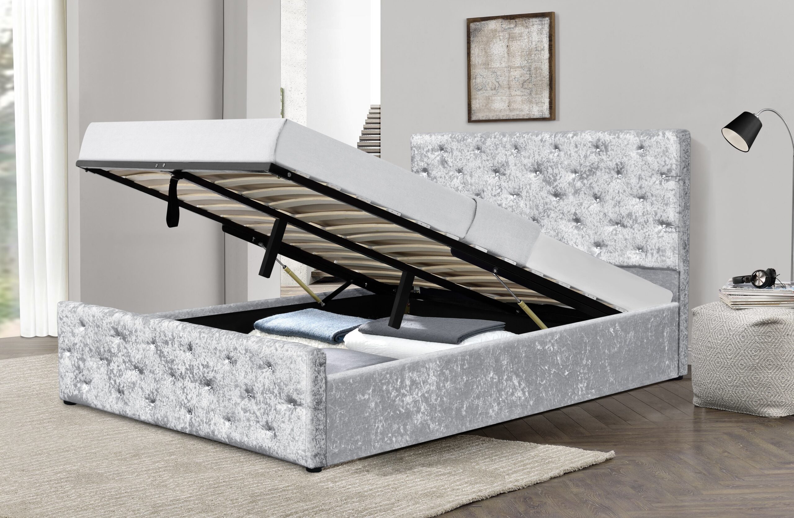cheap double ottoman bed with mattress